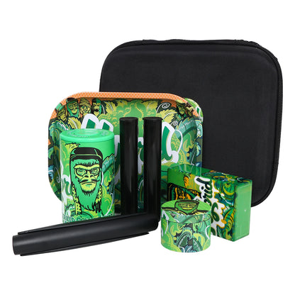 12-Piece Smell-Proof Herb Kit: Grinder, Rolling Tray, Stash Jar, Rolling Machine, Bag, and Storage Case