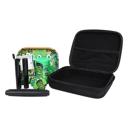 12-Piece Smell-Proof Herb Kit: Grinder, Rolling Tray, Stash Jar, Rolling Machine, Bag, and Storage Case