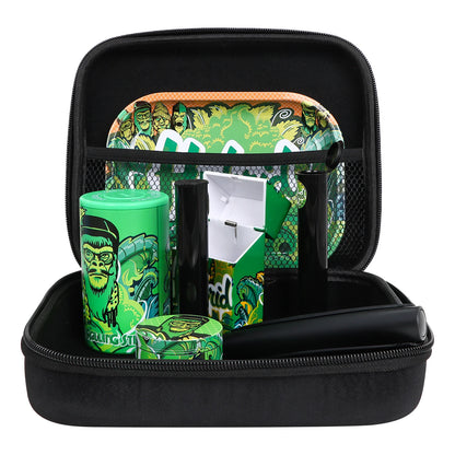 12-Piece Smell-Proof Herb Kit: Grinder, Rolling Tray, Stash Jar, Rolling Machine, Bag, and Storage Case